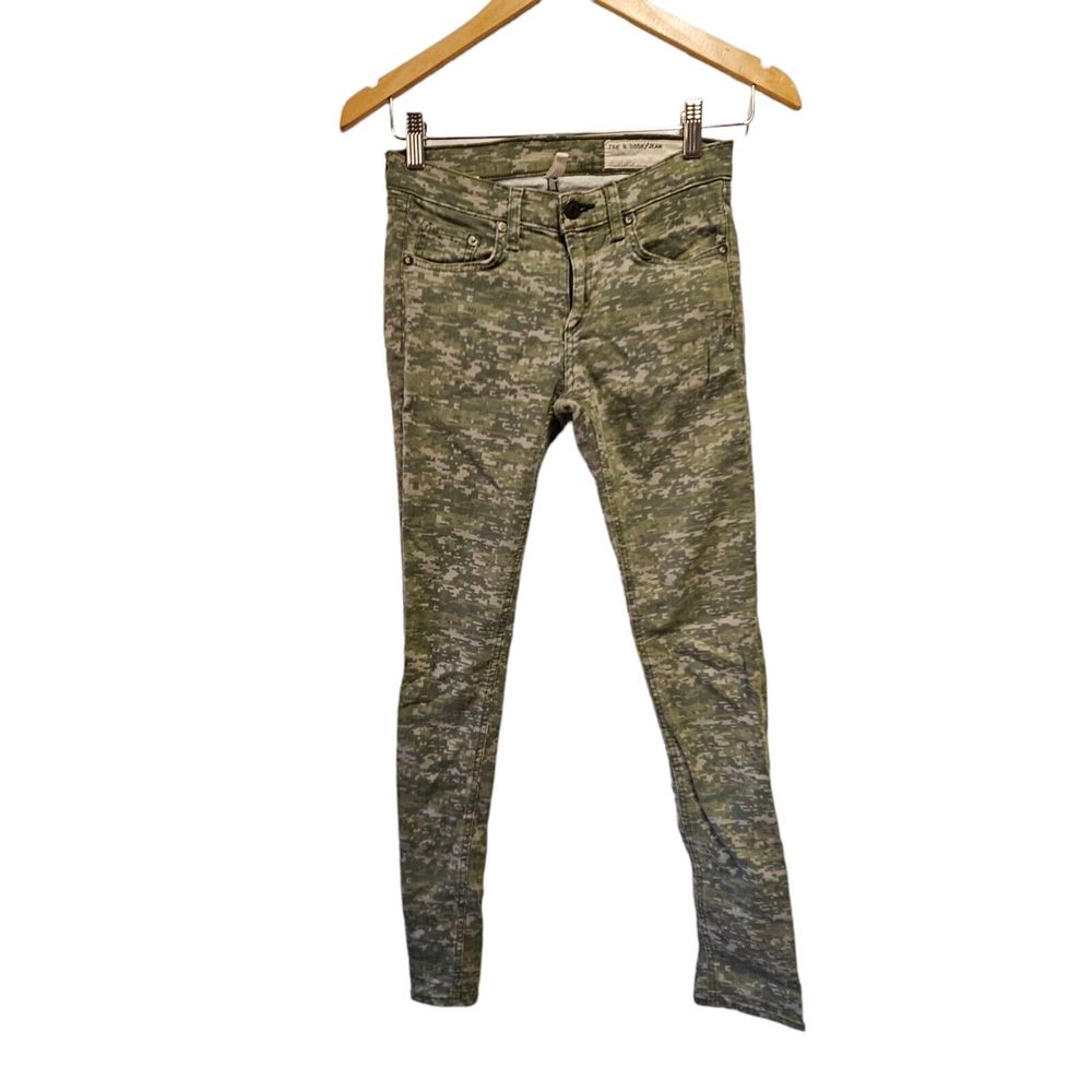 Rag & Bone Skinny Jeans 26 Green Camo Camouflage Made in‎ USA